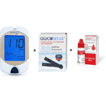 Zestaw Glukometr Glucosense pro + Paski testowe Glucosense 50szt + płyn kontrolny Glucosense/iXell