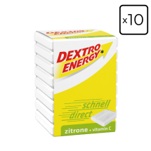 Zestaw 10 kostek glukozy Dextro Energy cytryna z witaminą C 46g (8 pastylek)