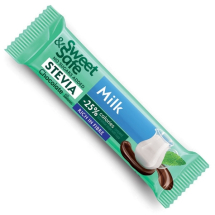 Baton z czekolady mlecznej, słodzony stewią, SweetSafe, 25g