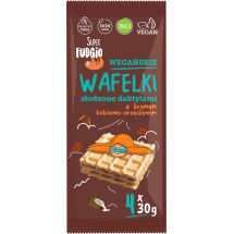 Wafelki wegańskie słodzone daktylami z kremem kakaowo-orzechowym Super Fudgio 120 g