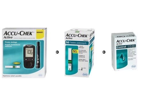 Zestaw Glukometr Accu-Chek Active + Paski Accu-Chek Active 50 sztuk + Płyn kontrolny